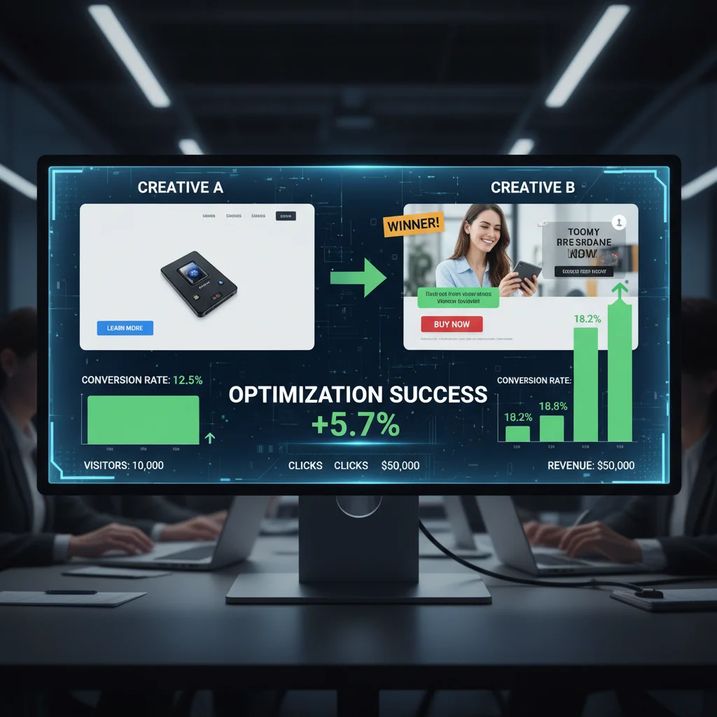 A/B testing results comparing two ad creatives with conversion rates