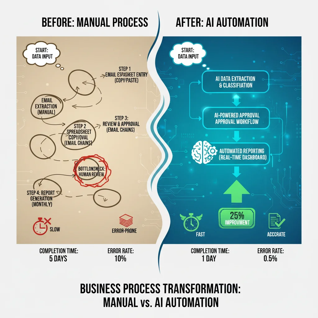 Infographic demonstrating AI's impact on process automation and efficiency improvement.