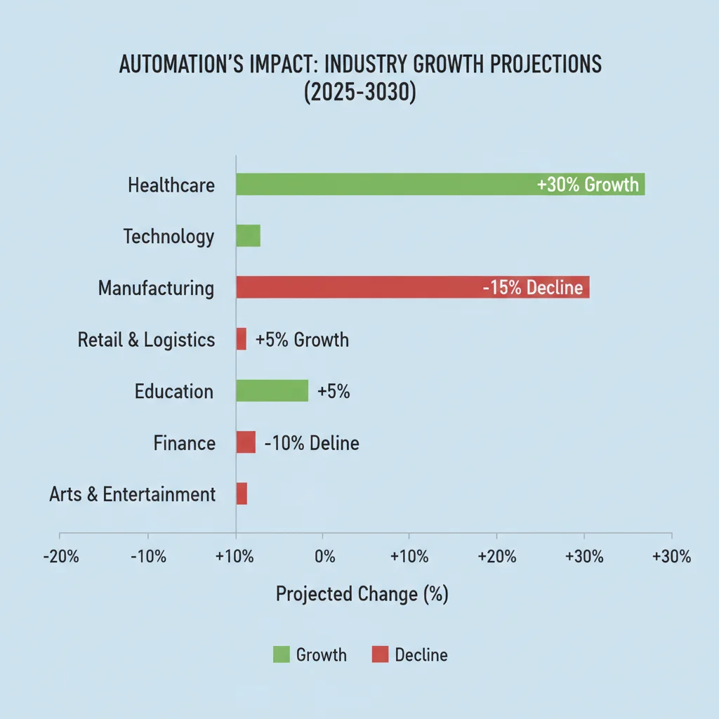 Infographic showing industry-specific job market changes due to automation
