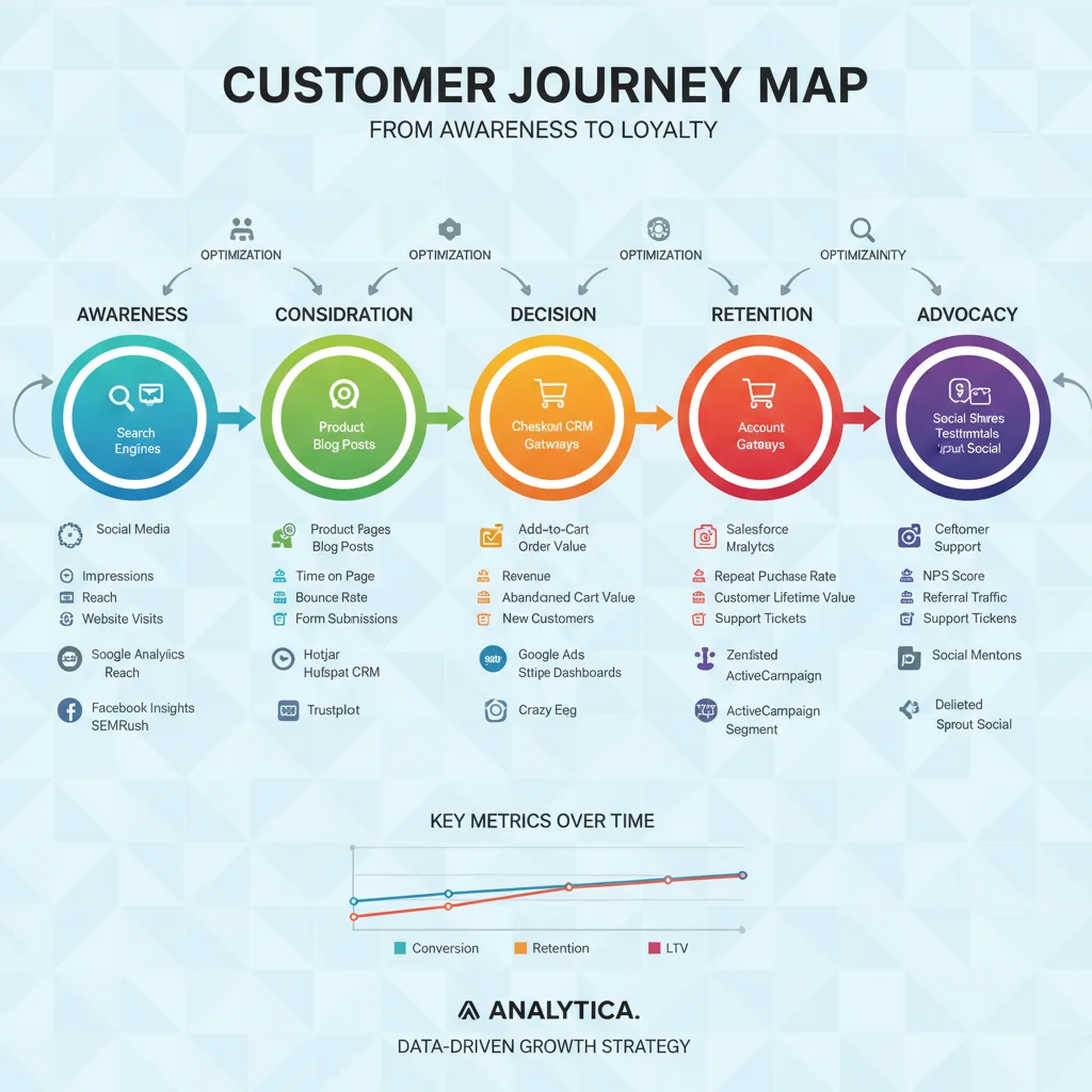 Customer journey map with integrated data analytics for conversion optimization
