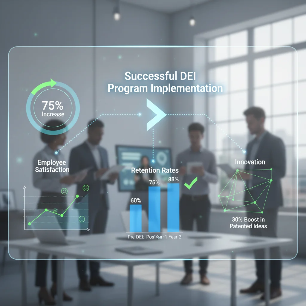 Data analytics showing positive impact of DEI on employee satisfaction and business metrics.