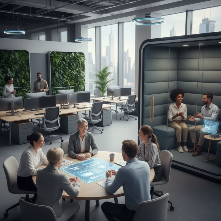 Employees thriving in a supportive work environment with mental health resources