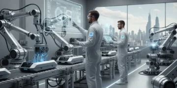 Robotics and human collaboration in a modern automated factory