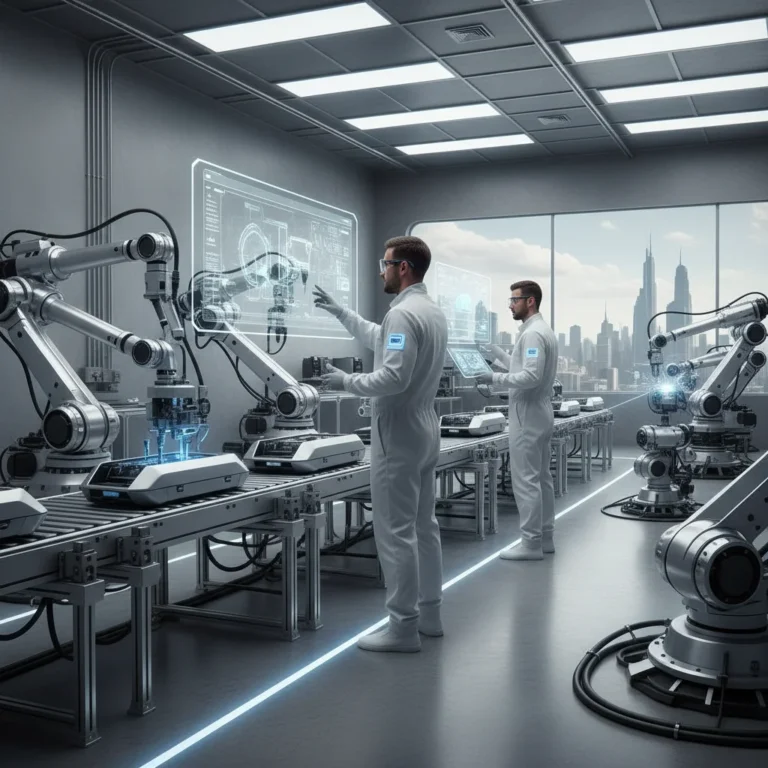 Robotics and human collaboration in a modern automated factory