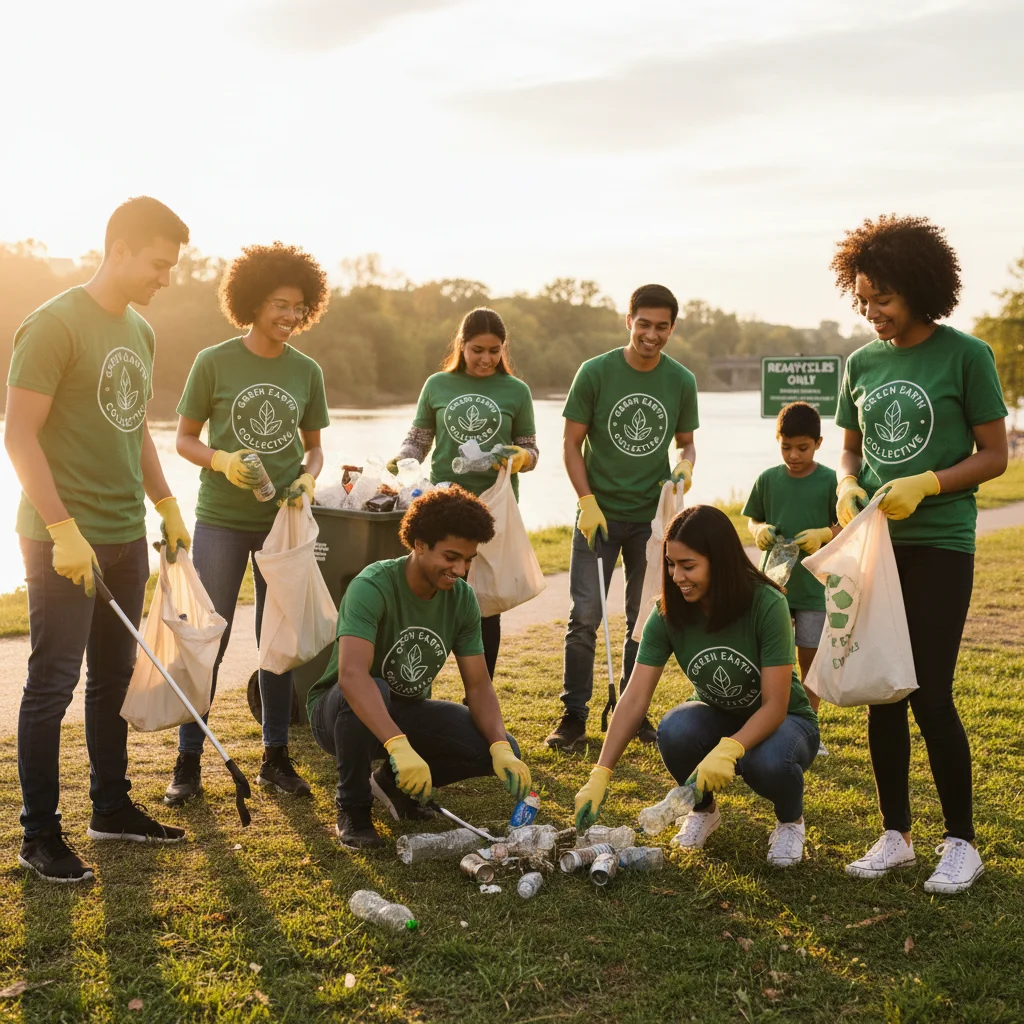 Gen Z consumers participating in a sustainability initiative, showing brand alignment with social causes.
