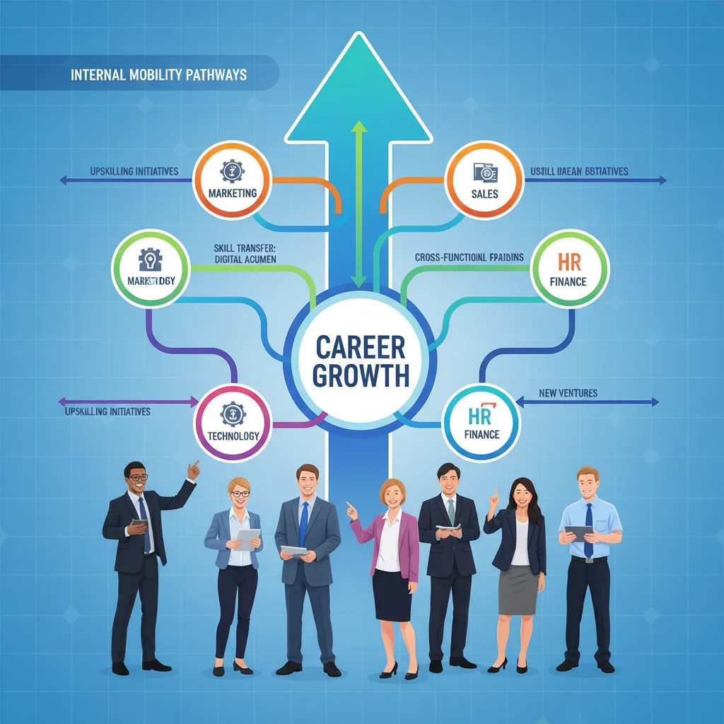 Infographic illustrating internal career progression and skill transfer
