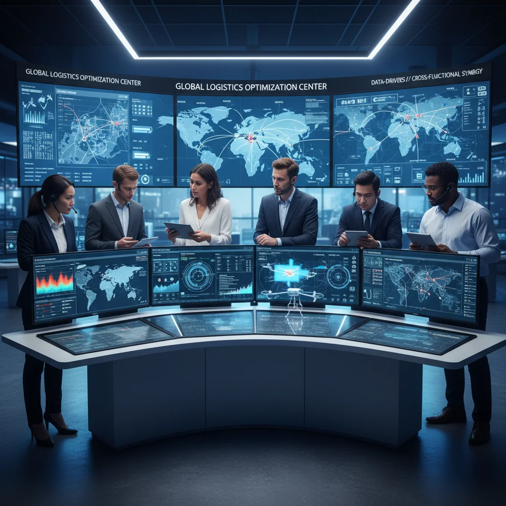 Logistics team using real-time data in a control center