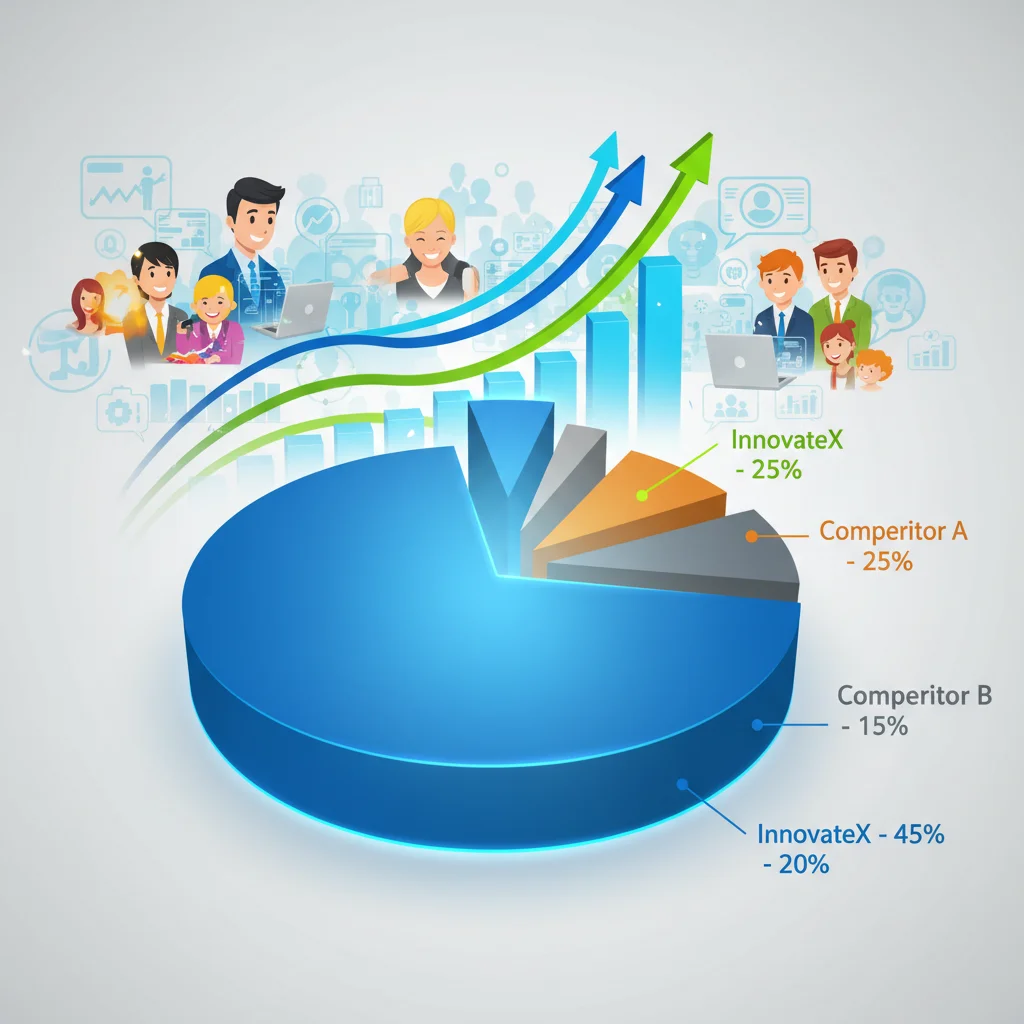 Market share growth visualization for a successful startup strategy