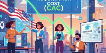 Graph showing reduced customer acquisition cost with diverse startup team
