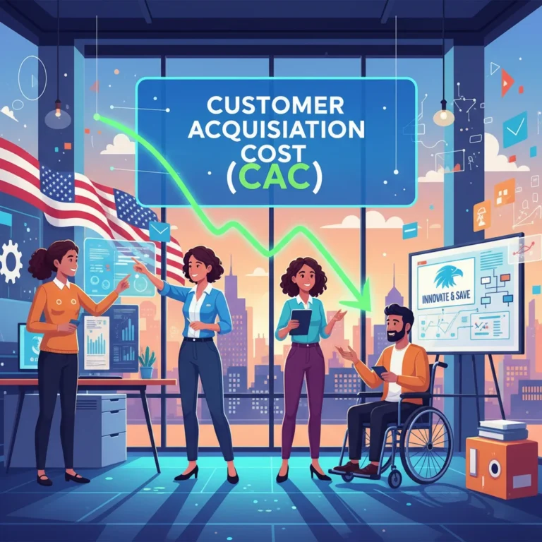 Graph showing reduced customer acquisition cost with diverse startup team