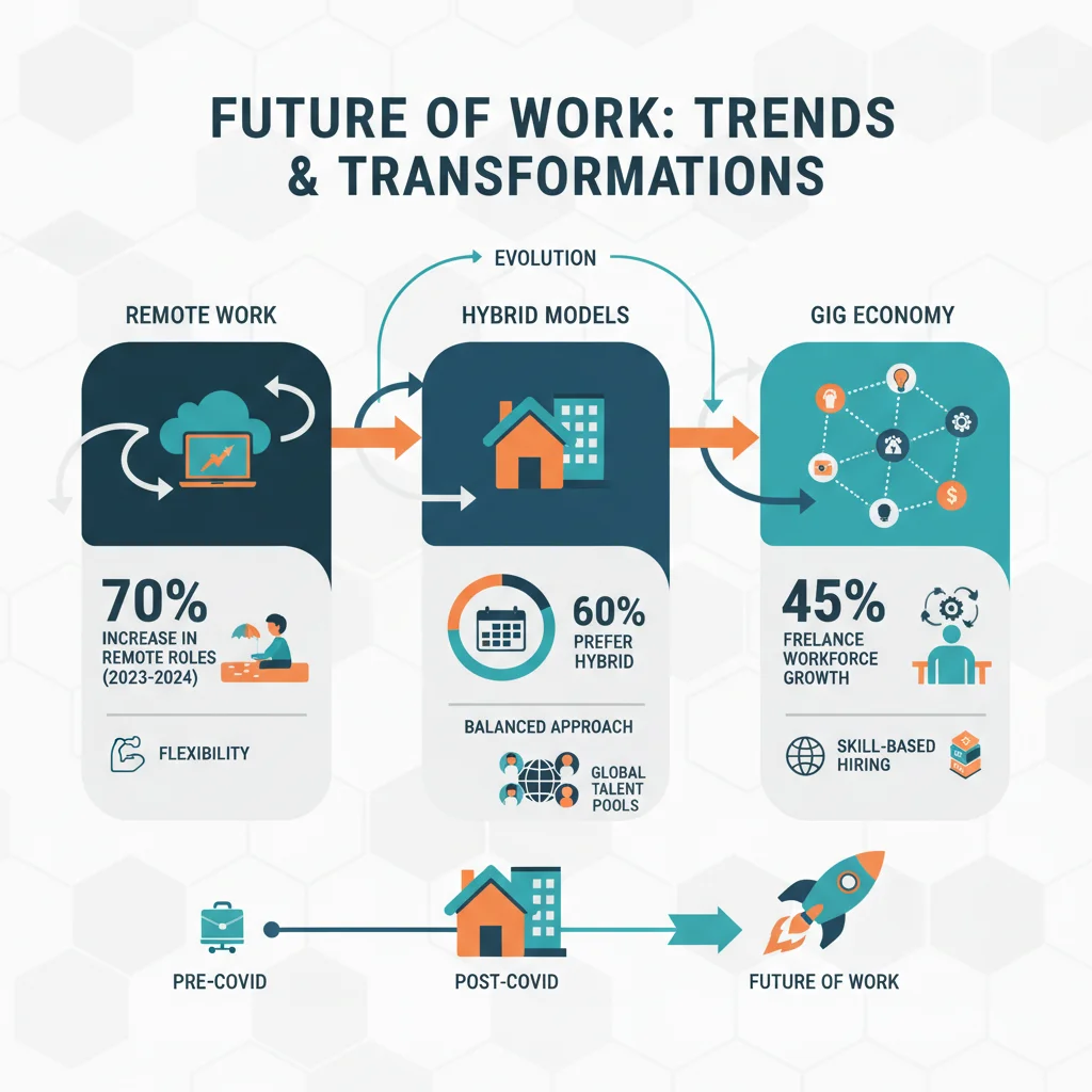 Infographic showing remote work and gig economy trends impacting startups
