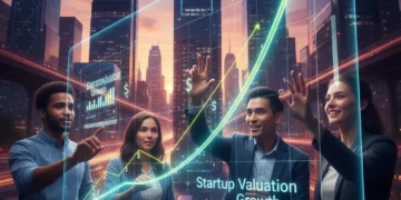 Startup team celebrating rapid valuation growth from pre-seed to series A