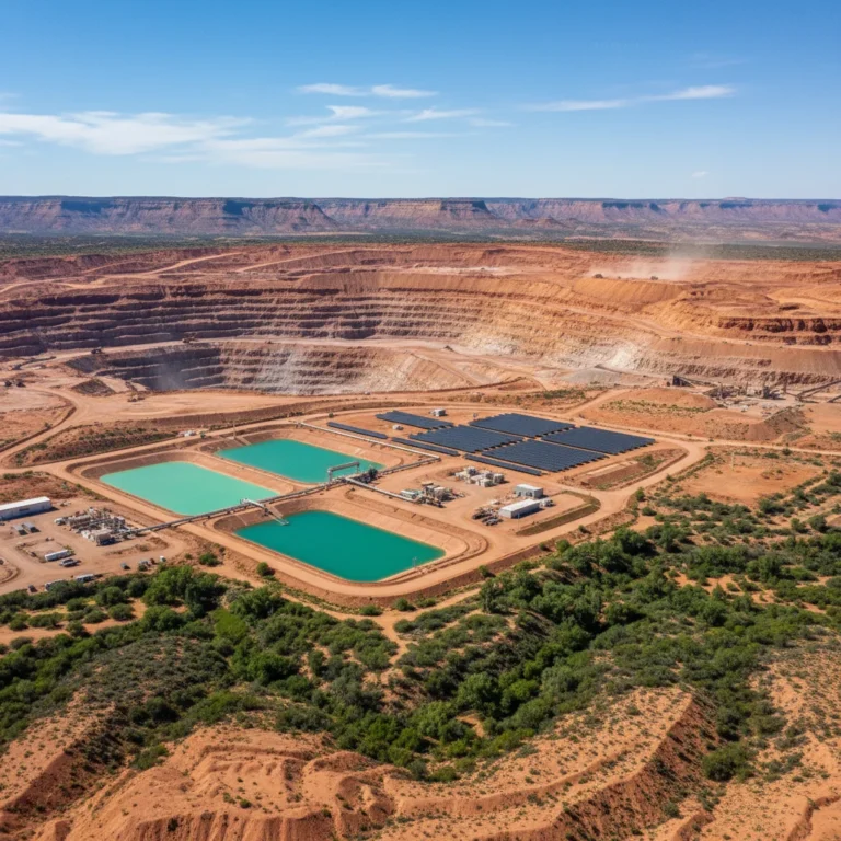 Modern sustainable mining operation in US desert landscape