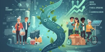 Diverse US consumers adapting to digital trends and sustainable choices, reflecting the evolving market.