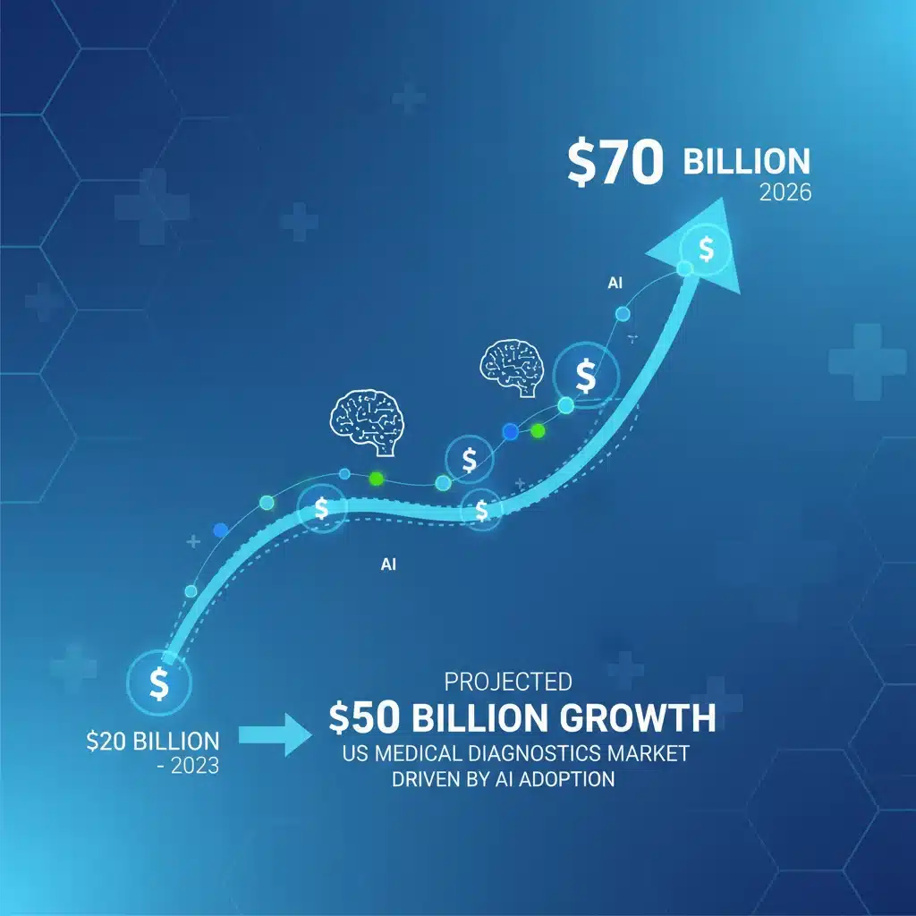 Infographic showing financial growth of AI in healthcare diagnostics