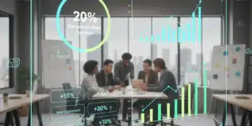 E-commerce dashboard showing 20% conversion rate increase for US startup