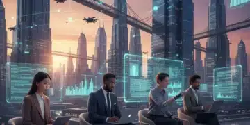 The Gig Economy in 2026: Navigating Legal Shifts and Worker Classification Futuristic city landscape with diverse gig workers and digital overlays representing legal and economic data.
