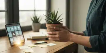 Close-up of hands nurturing a succulent plant, symbolizing the growth of consumer trust in a digital age with data privacy concerns.