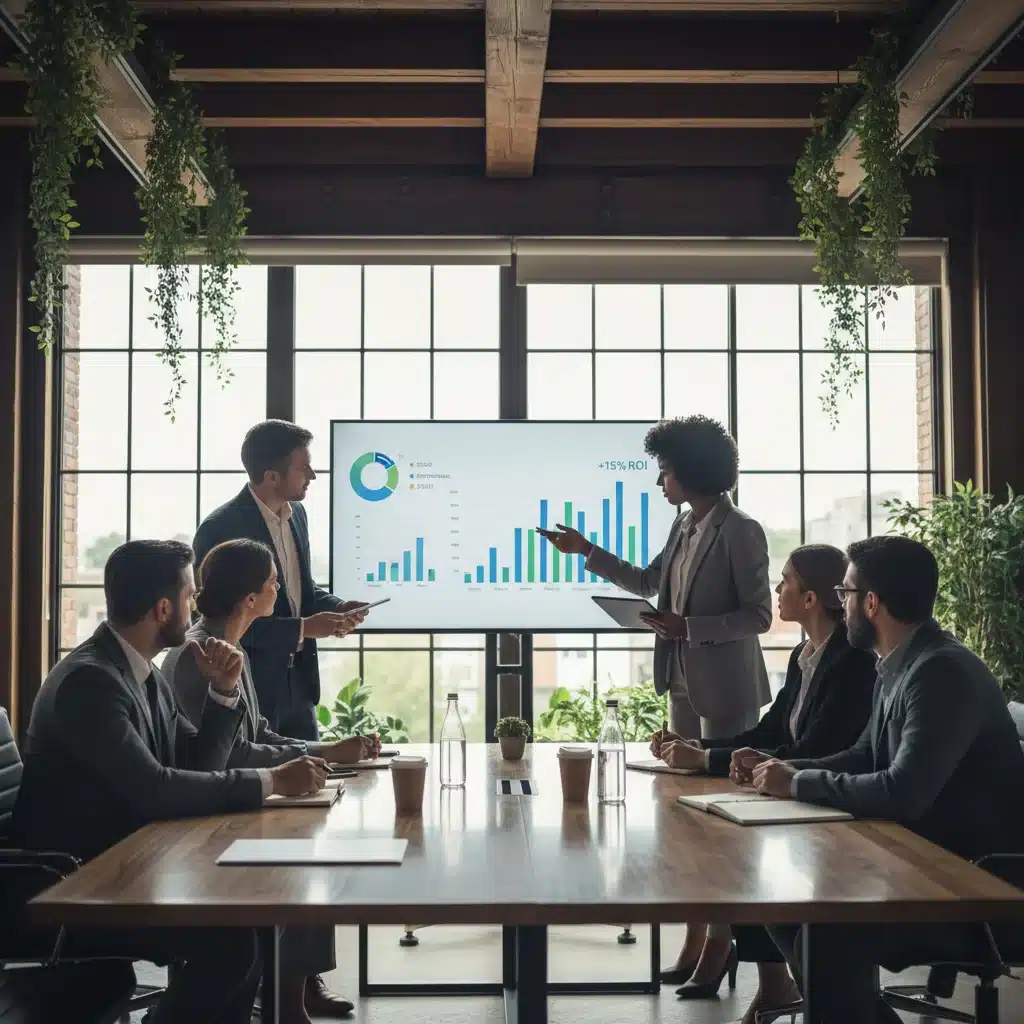Business team discussing renewable energy investment strategies