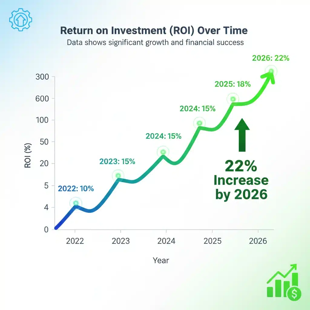 Infographic showing projected 22% ROI increase for US businesses from short-form video by 2026.