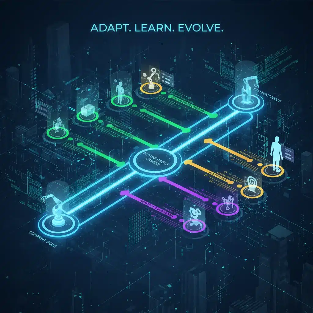 Employee upskilling and reskilling pathways with digital learning elements.