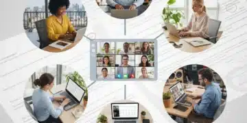 Professionals working remotely, legal documents, and a calendar signaling January 2026, representing remote work compliance.