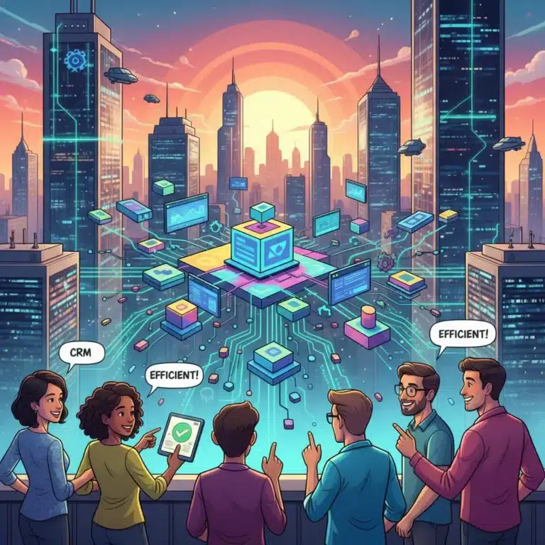 Startup founders optimizing operations with interconnected automation tools